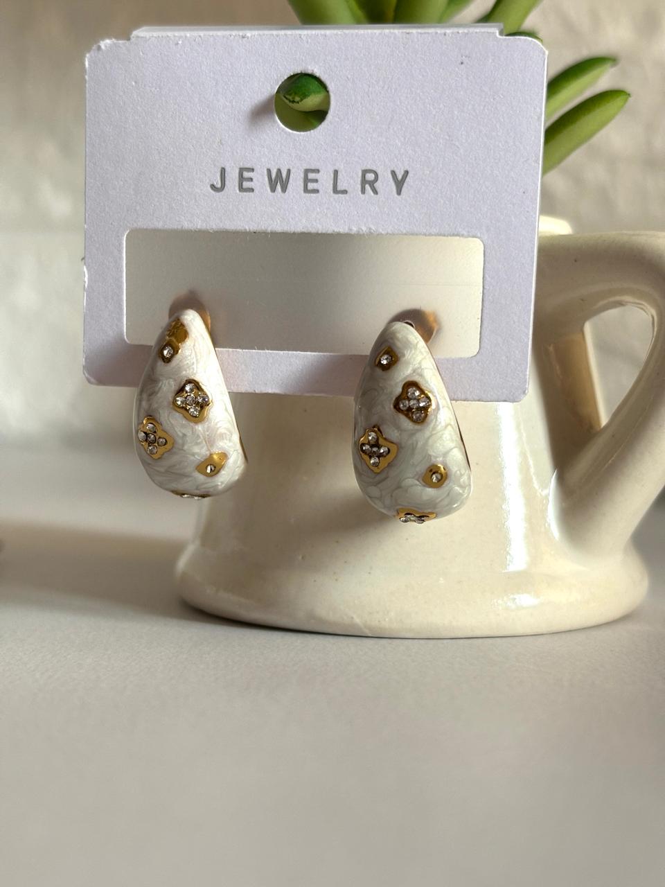 Women Enamel Diamond Studded Drop Earring - Nimé By Shop Trendys