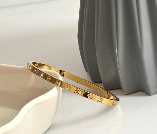 Women Golden Diamond Star Square Kada Bracelet (Anti Tarnish) - Nimé By Shop Trendys