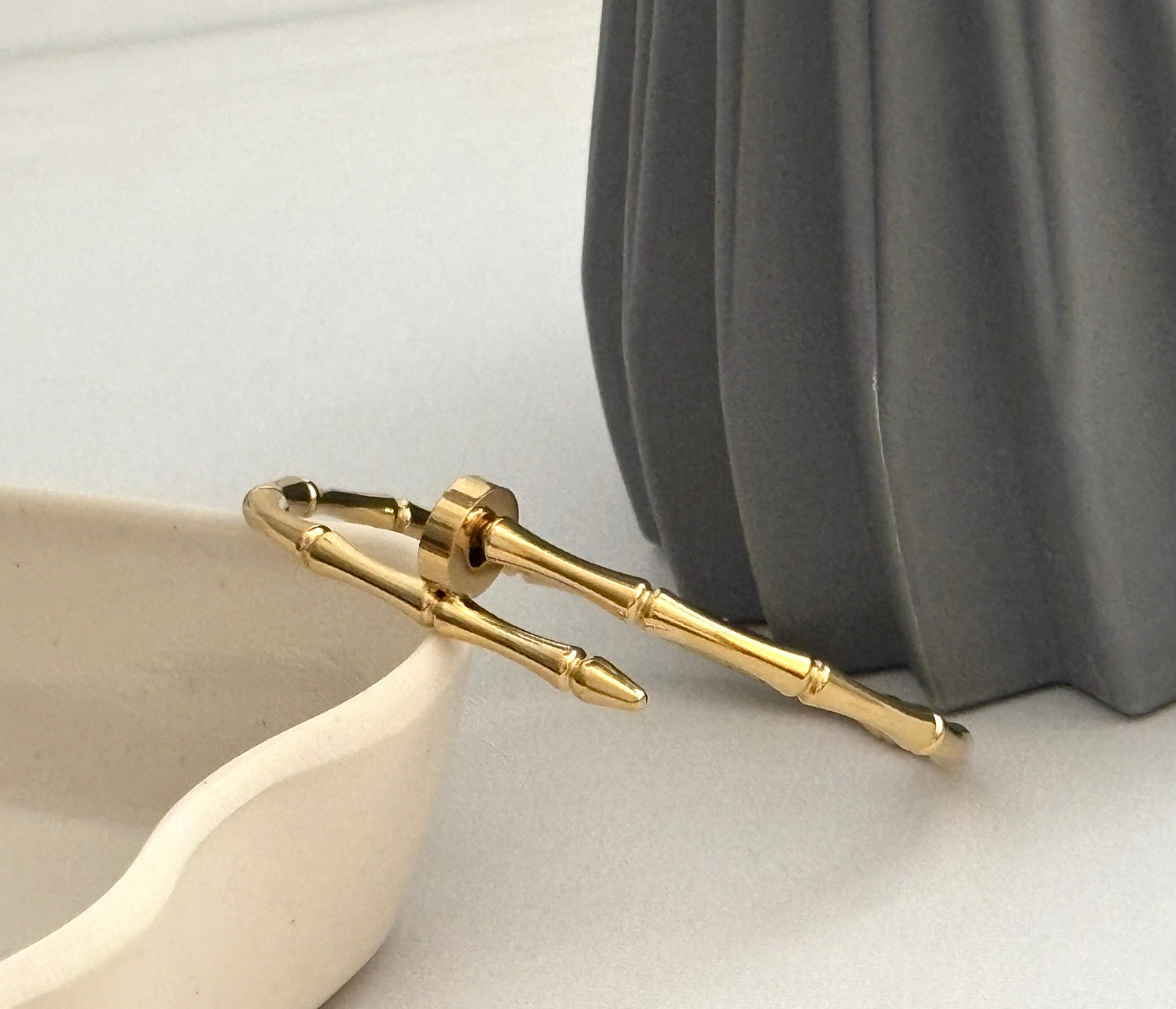 Women Golden Bamboo Nail Kada Bracelet (Anti Tarnish) - Nimé By Shop Trendys