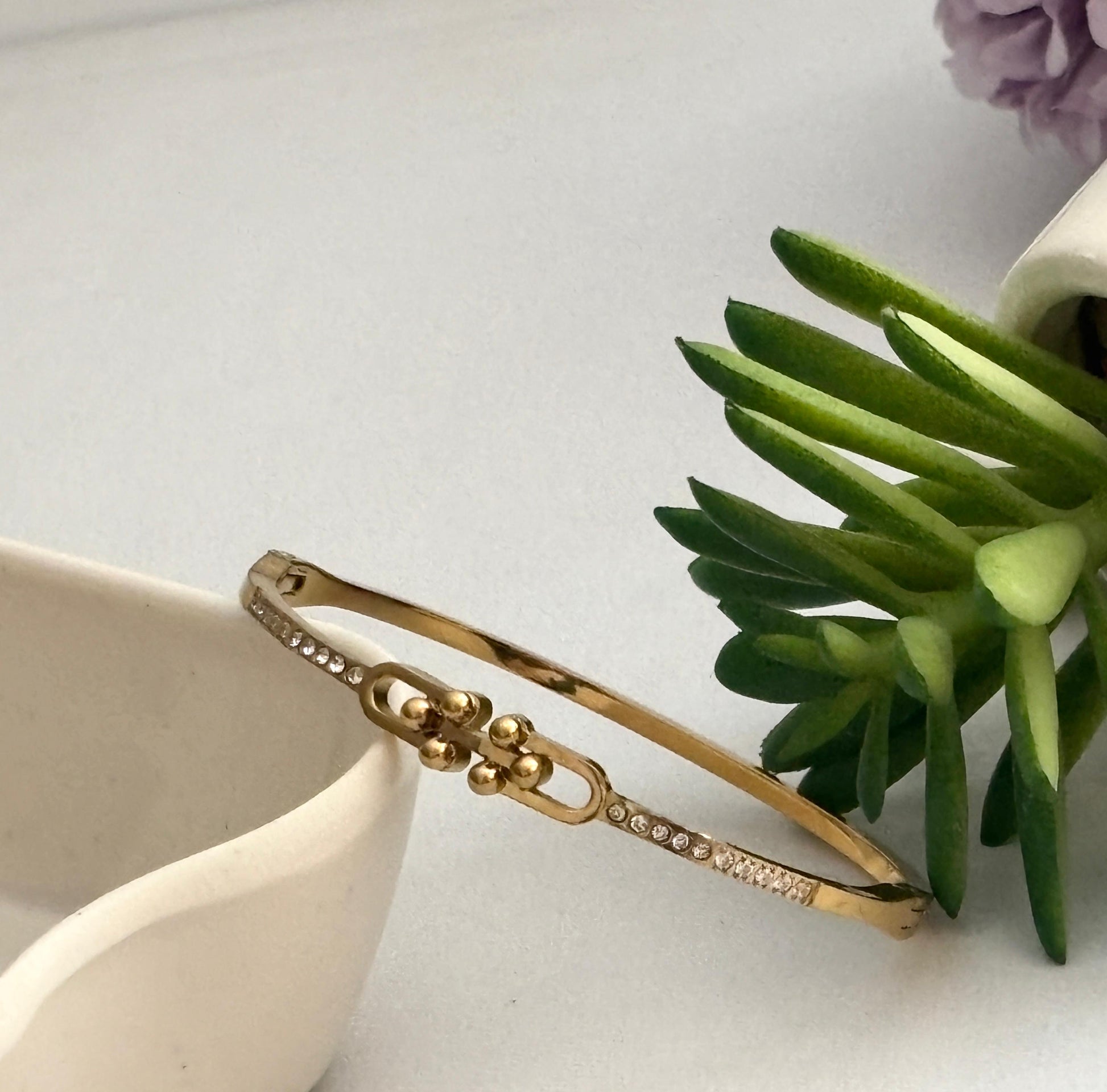 Women Golden Link Diamond Kada Bracelet (Anti Tarnish) (Small Size) - Nimé By Shop Trendys