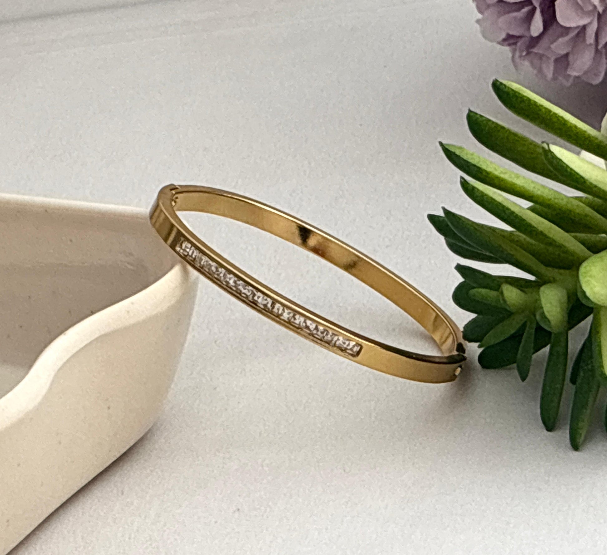 Women Golden Diamond Sleek Kada Bracelet (Anti Tarnish) (Small Size) - Nimé By Shop Trendys