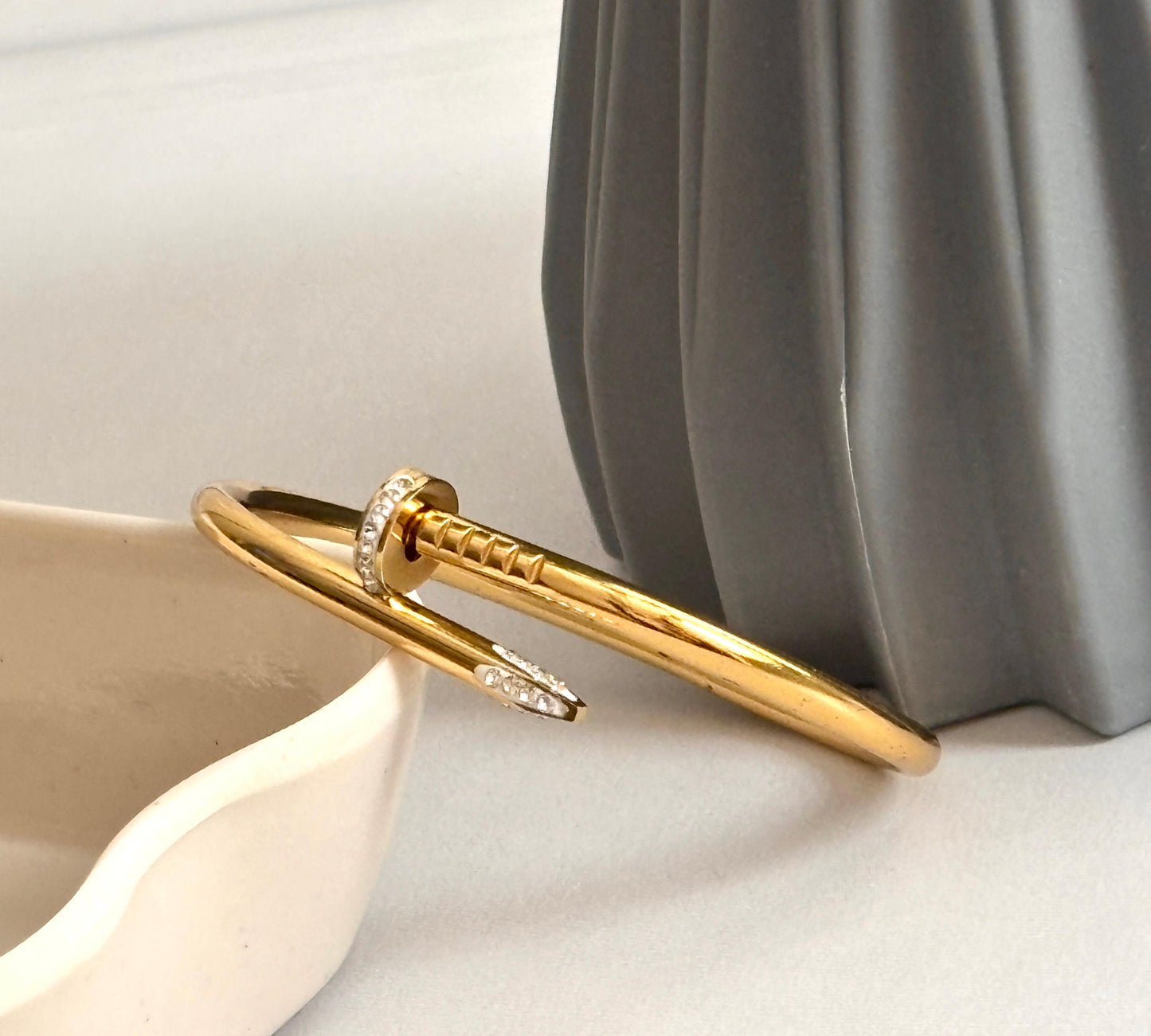 Women Golden Diamond Nail Kada Bracelet (Anti Tarnish) - Nimé By Shop Trendys