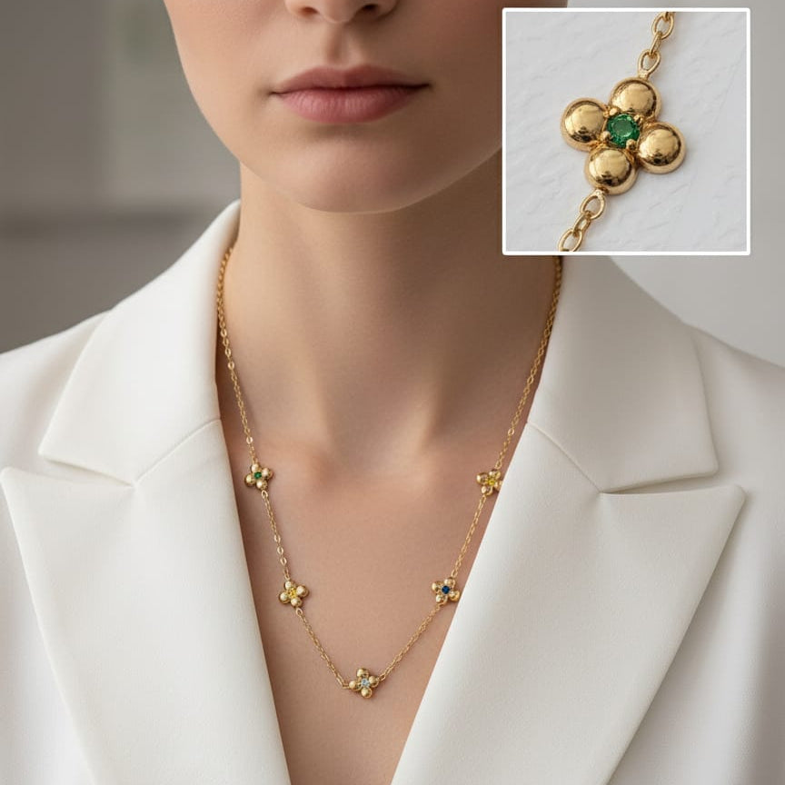 Women Colourful Clove Charm Necklace (Anti Tarnish) - Nimé By Shop Trendys