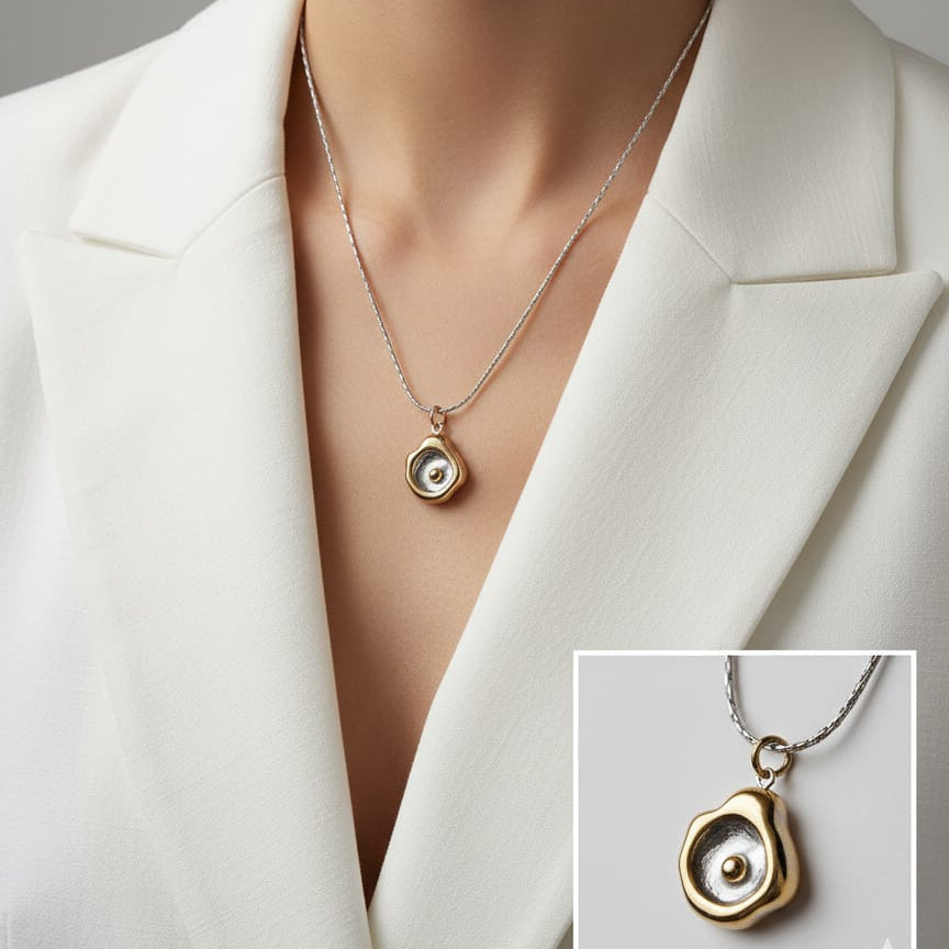 Women Dual Tone Curve Necklace (Anti Tarnish) - Nimé By Shop Trendys