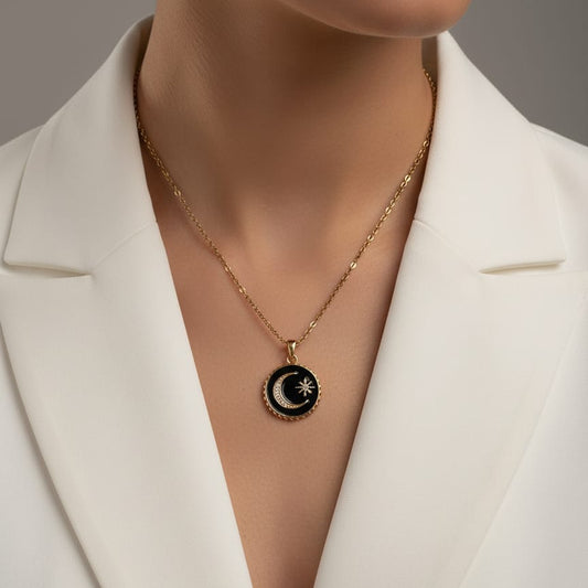 Women Black Moon Star Necklace (Anti Tarnish) - Nimé By Shop Trendys