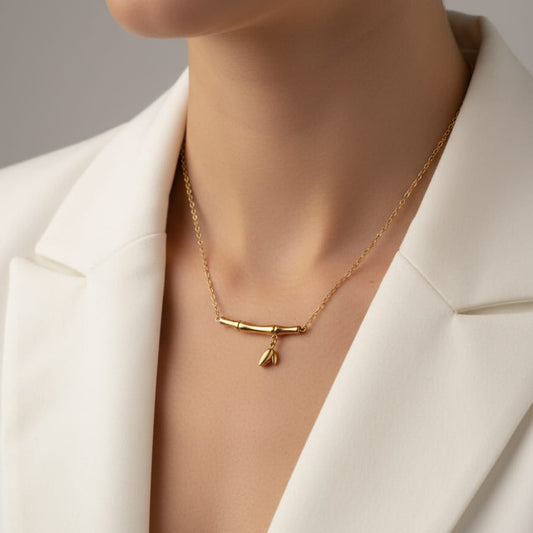 Women Curve Bamboo Necklace (Anti Tarnish) - Nimé By Shop Trendys