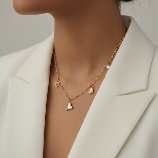 Women Flower Heart Charm Necklace (Anti Tarnish) - Nimé By Shop Trendys