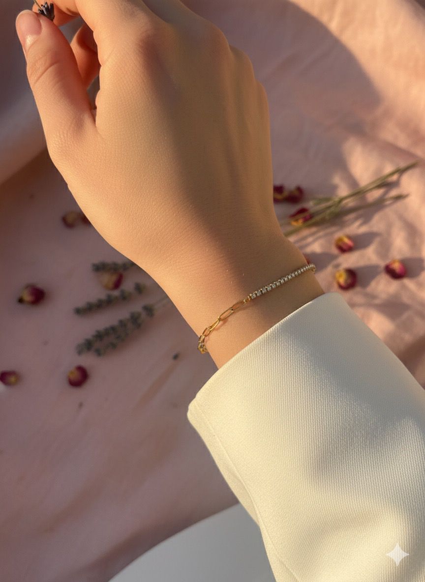 Women Golden Tennis Cuban Bracelet(Anti-Tarnish) - Nimé By Shop Trendys
