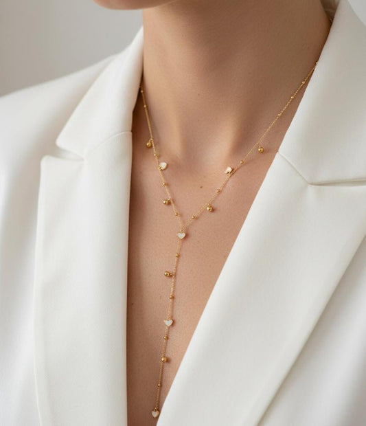 Women Heart Ball Chain Y Layered Necklace (Anti Tarnish) - Nimé By Shop Trendys