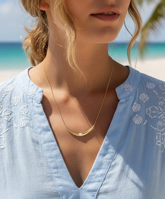 Women Curve Pearl U Necklace (Anti Tarnish) - Nimé By Shop Trendys