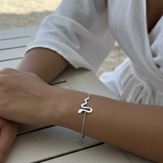 Silver Snake Stainless Steel Bracelet (Anti Tarnish) - Nimé By Shop Trendys