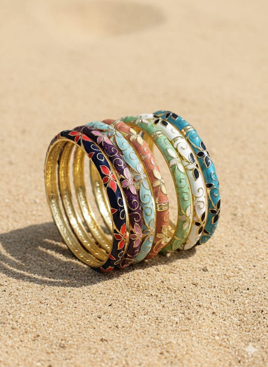 Women Floral Enamel Kada Bracelet - Nimé By Shop Trendys