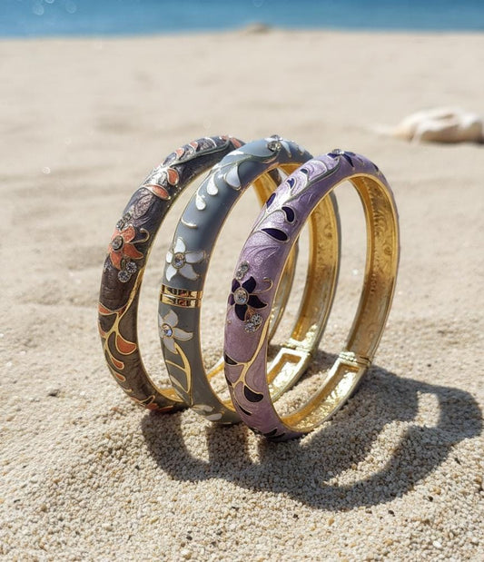 Women Thick Floral Enamel Kada Bracelet - Nimé By Shop Trendys
