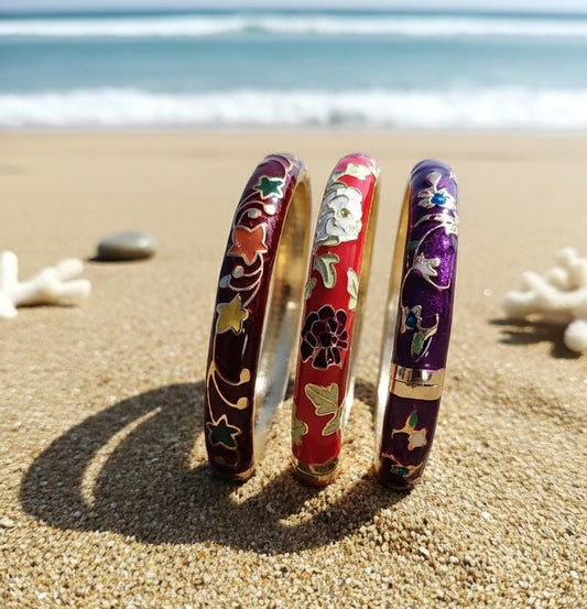Women Statement Floral Enamel Kada Bracelet - Nimé By Shop Trendys