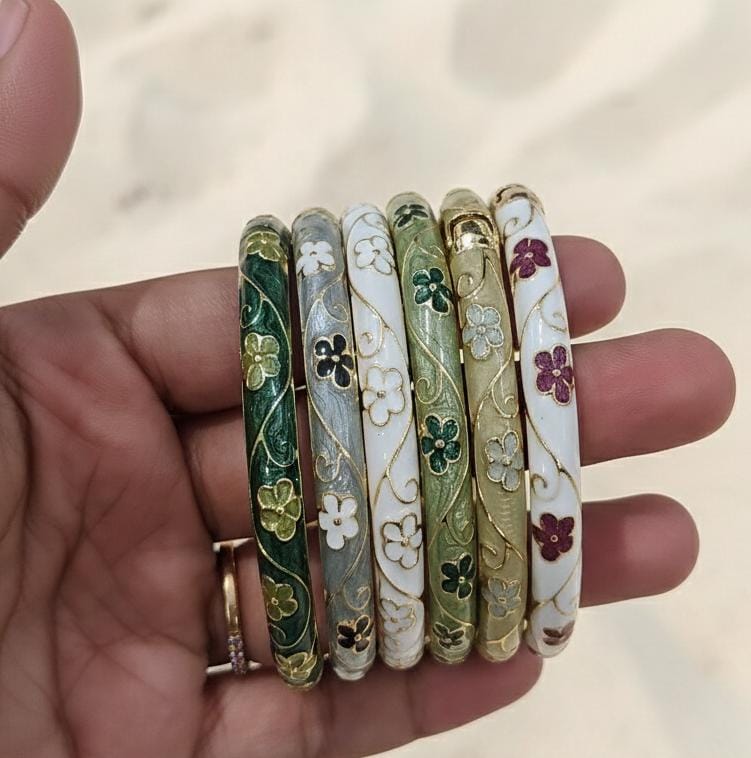 Women Flower Enamel Kada Bracelet - Nimé By Shop Trendys