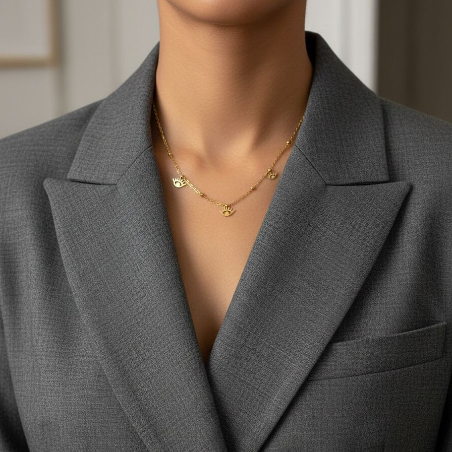 Golden Evil Eye Charm Necklace(Anti Tarnish) - Nimé By Shop Trendys