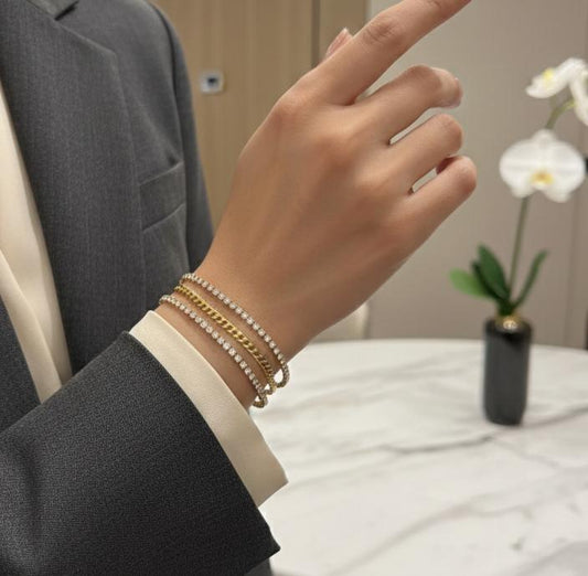 Three Layered Tennis Chain Bracelet - Anti Tarnish - Nimé By Shop Trendys