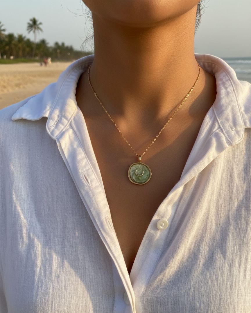 Women Galaxy Mint Lunar Dainty Necklace - Nimé By Shop Trendys