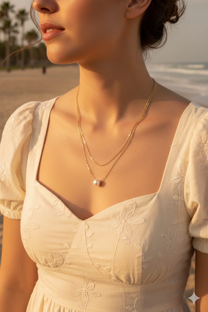 Pearl Two Layered Women Dainty Necklace - Nimé By Shop Trendys