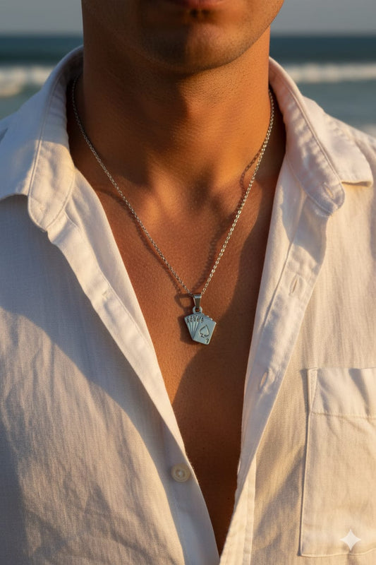Men Cards Ace Necklace - Nimé By Shop Trendys