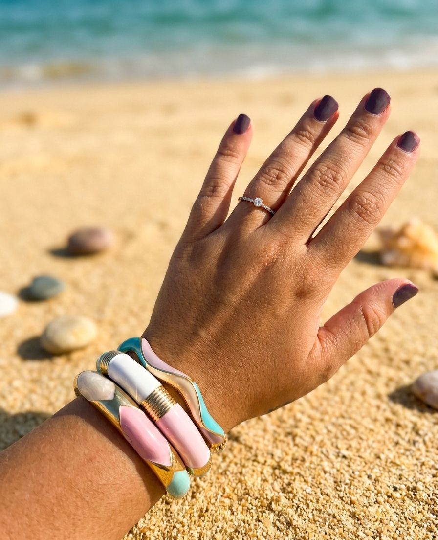 Women Pastel Enamel Kada Bracelet Stack (Set of 3) - Nimé By Shop Trendys