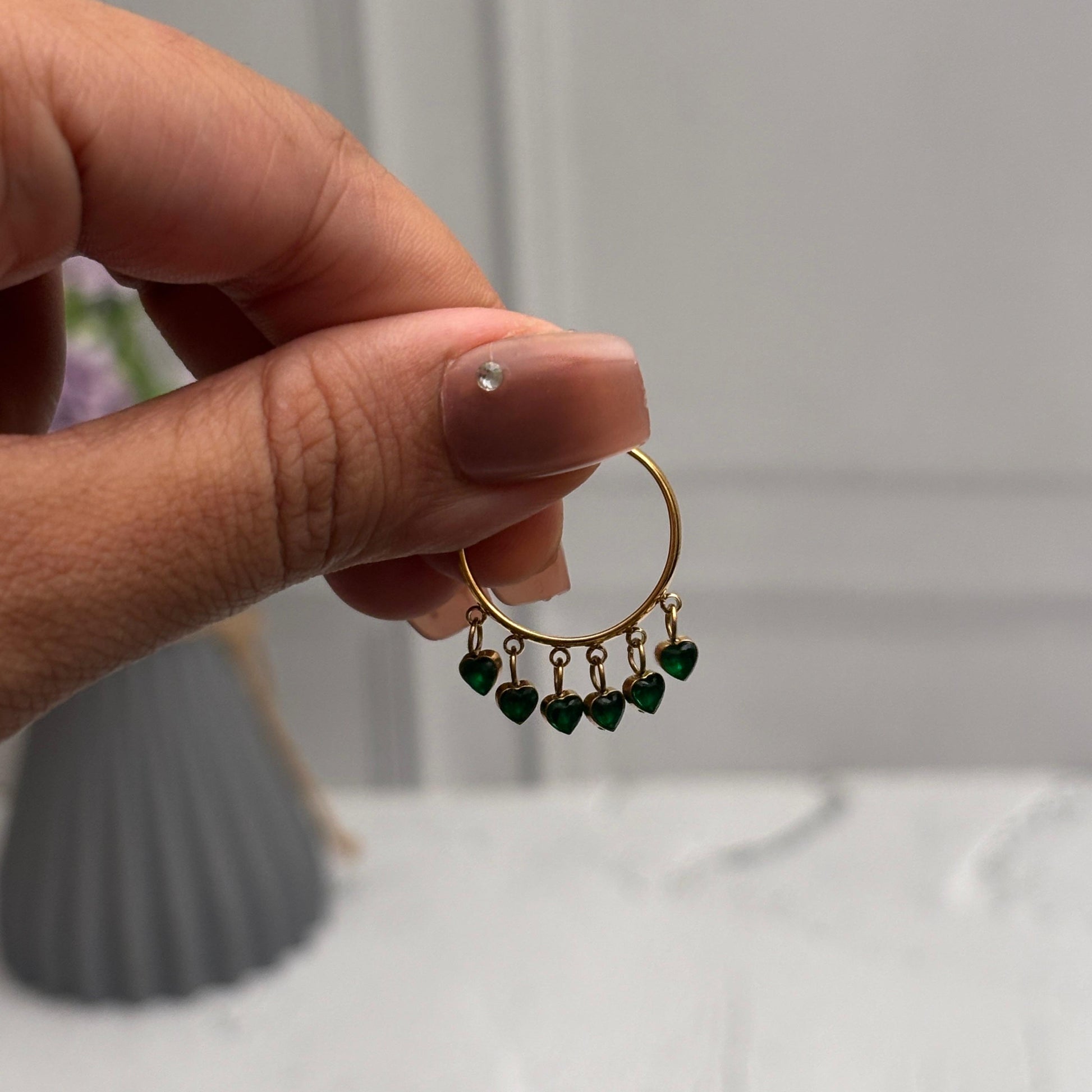 Heart Green Diamond Charm Adjustable Ring ( Anti Tarnish ) - Nimé By Shop Trendys