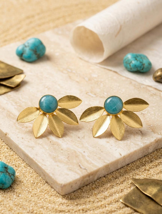 Golden Flower Stud Earrings - Nimé By Shop Trendys