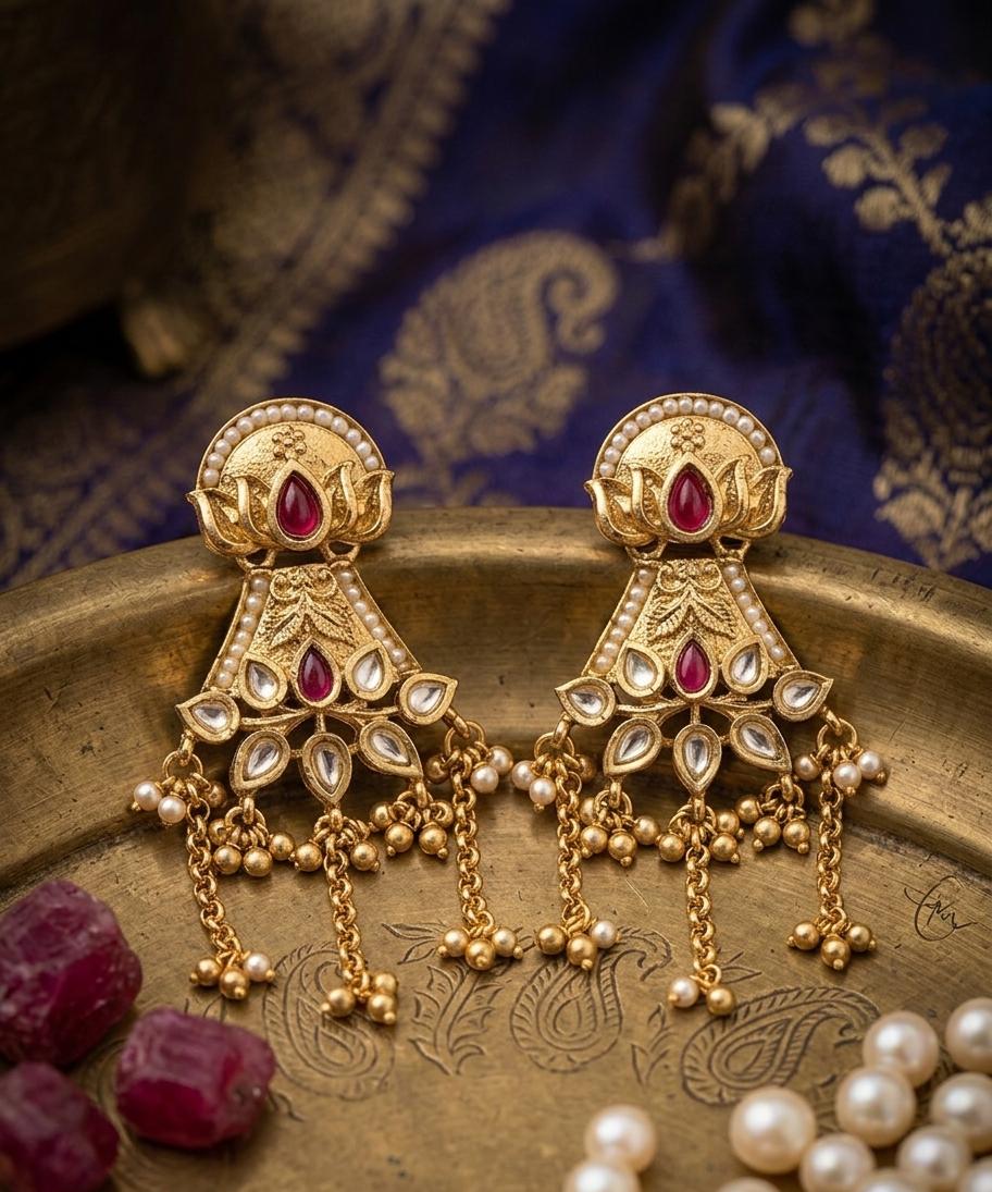 Kashmiri Elegant Golden Earrings - Nimé By Shop Trendys