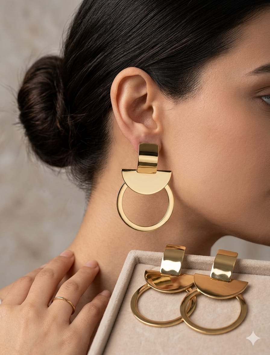 Women Golden Statement Earring - Nimé By Shop Trendys