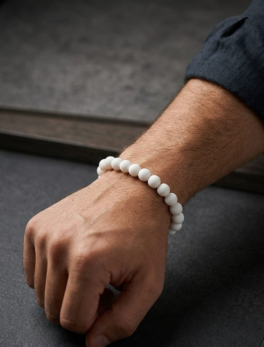Men Matt White Beads Bracelet - Nimé By Shop Trendys