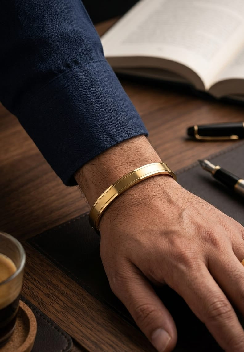 Men Golden Elegant Kada Bracelet (Anti Tarnish) - Nimé By Shop Trendys
