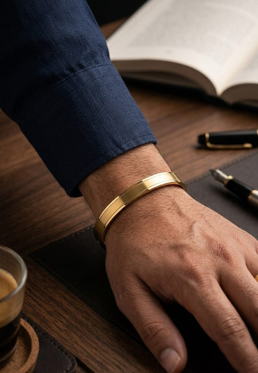 Men Golden Elegant Kada Bracelet (Anti Tarnish) - Nimé By Shop Trendys