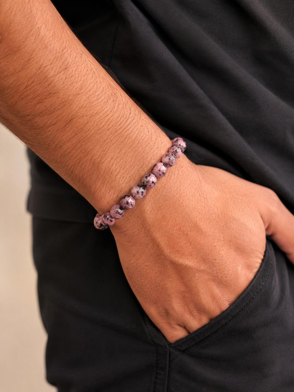 Men Pink And Black Beads Bracelet - Nimé By Shop Trendys