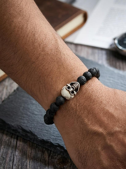 Men Lava Skull Beads Bracelet - Nimé By Shop Trendys
