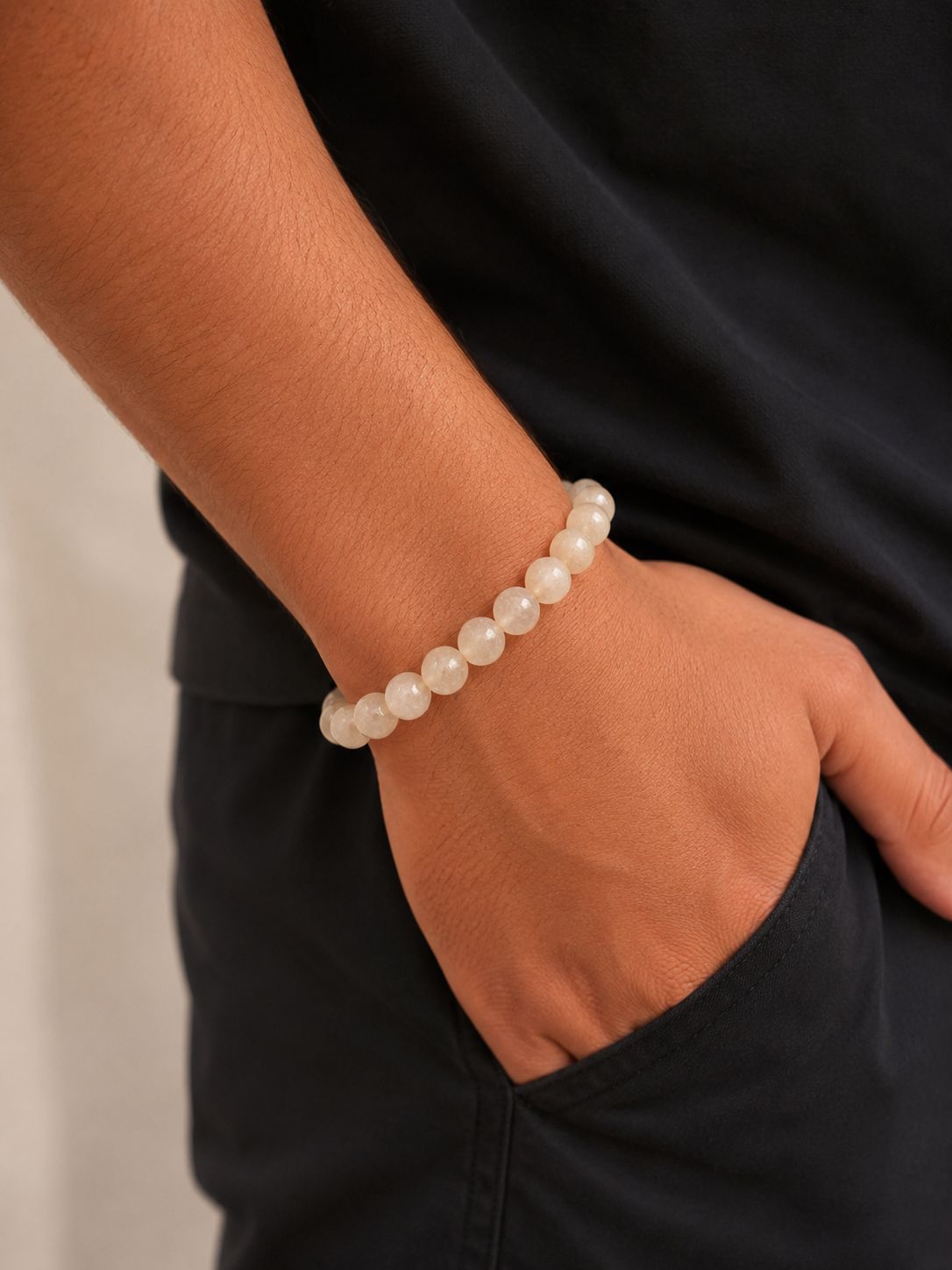 Men Galaxy Beige Beads Bracelet - Nimé By Shop Trendys