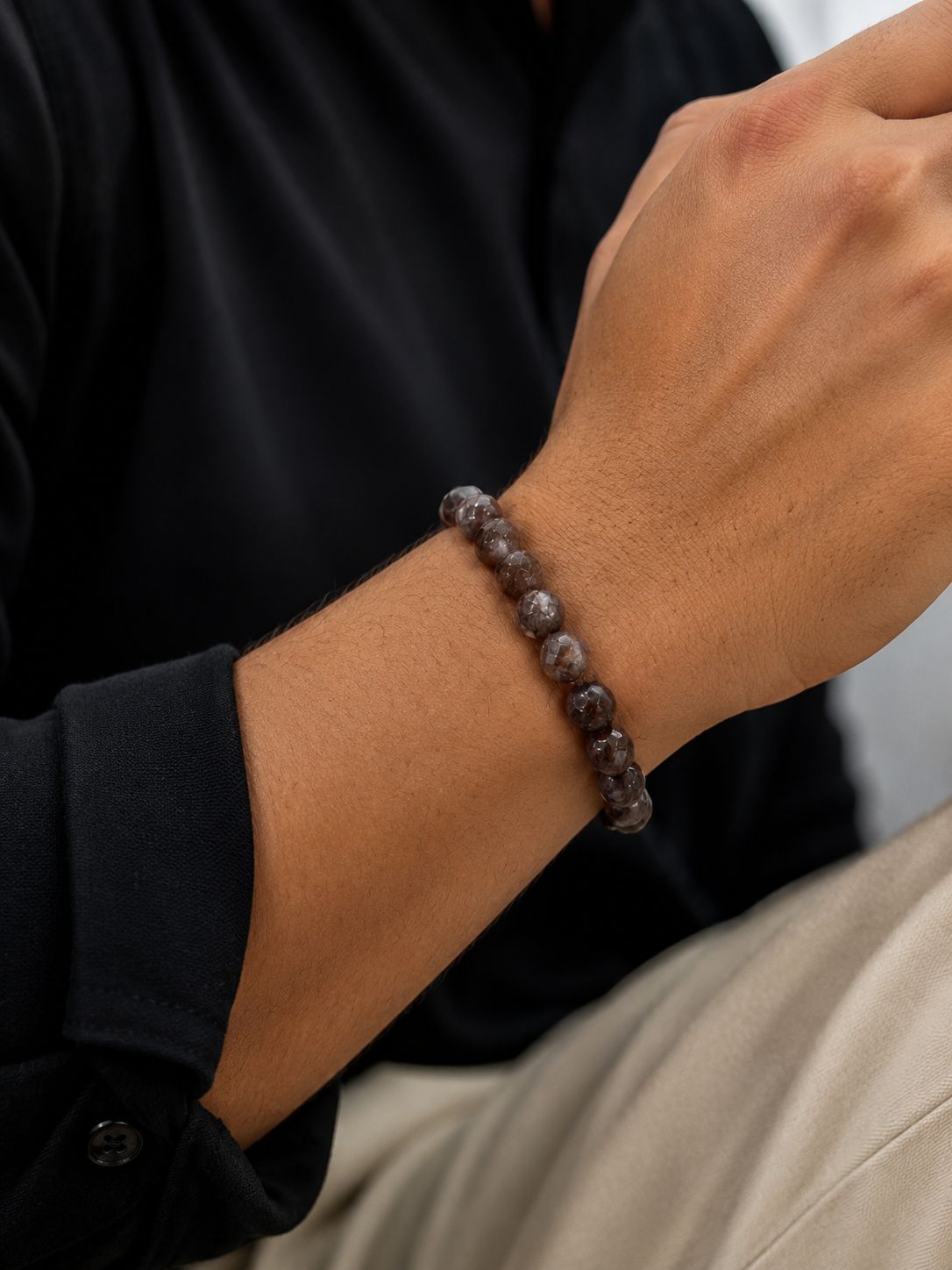 Men Rock Brown Beads Bracelet - Nimé By Shop Trendys