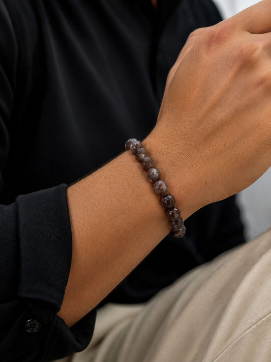 Men Rock Brown Beads Bracelet - Nimé By Shop Trendys