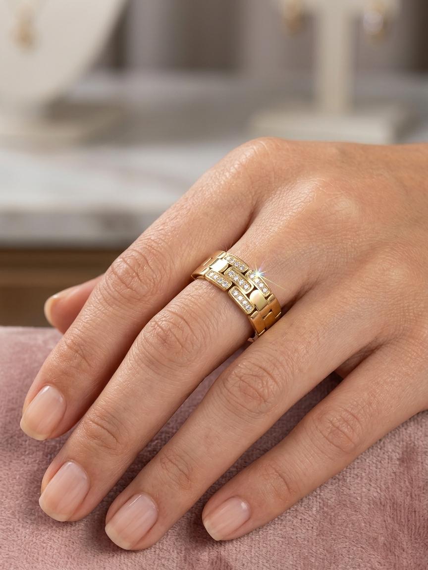 Women Golden Rectangle Diamond Ring - Nimé By Shop Trendys
