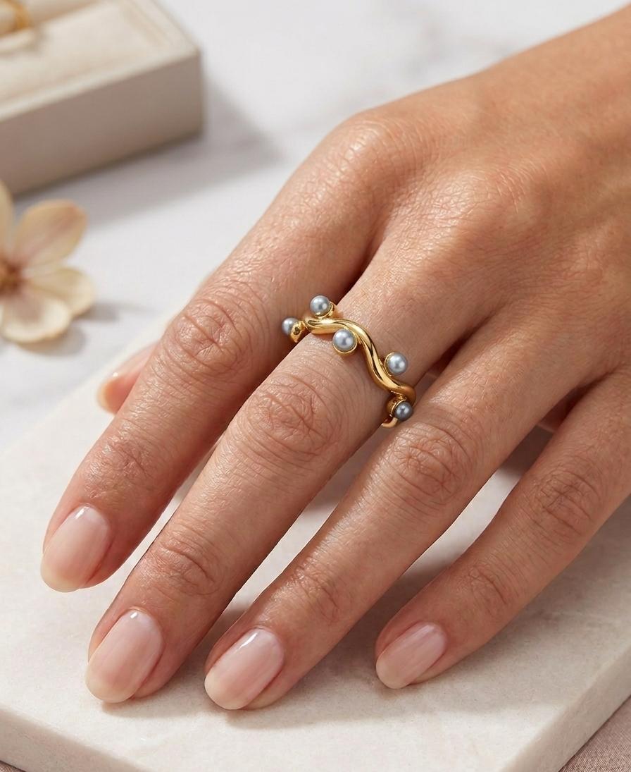 Woman Pearl Statement Ring ( Adjustable ) - Nimé By Shop Trendys