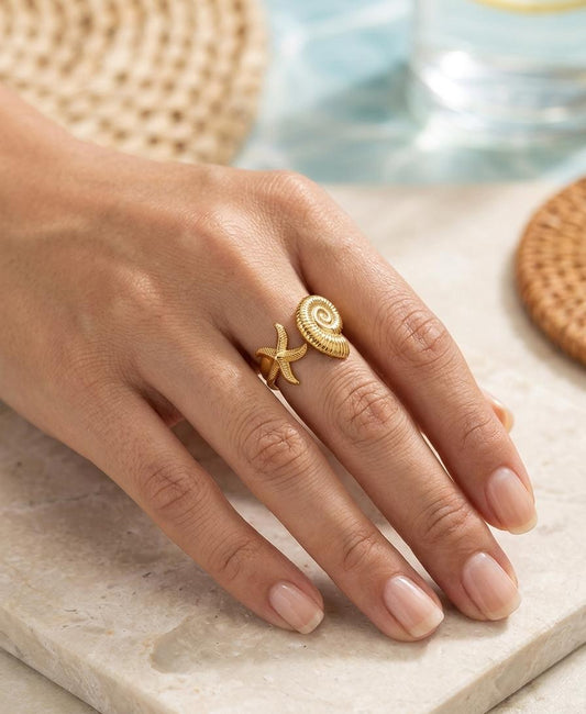 Women Statement Beach Shell Ring (Adjustable) - Nimé By Shop Trendys