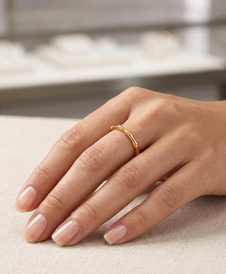 Women Golden Anti Tarnish Bone Ring (Size 18) - Nimé By Shop Trendys