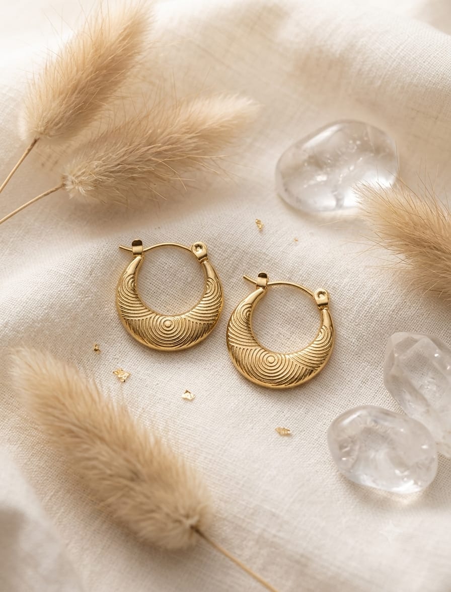 A-001 Women Golden Hoop Earring (Anti Tarnish)
