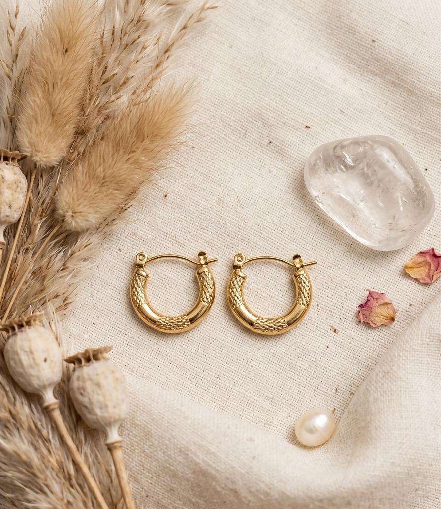 A-004 Women Golden Hoop Earring (Anti Tarnish)