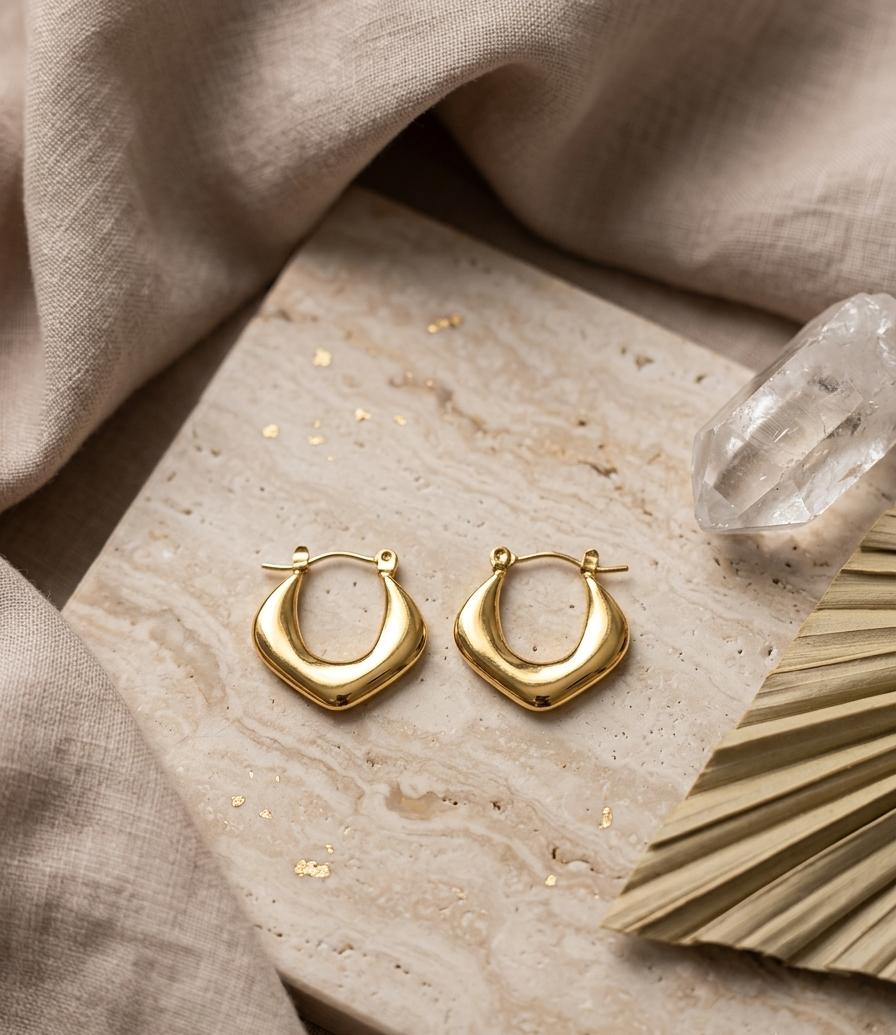 A-005 Women Golden Hoop Earring (Anti Tarnish)