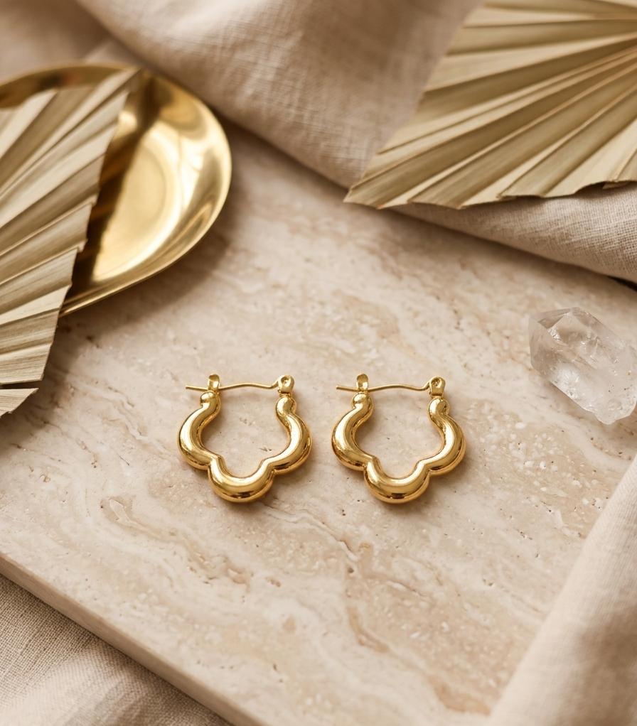 A-010 Women Golden Hoop Earring (Anti Tarnish)