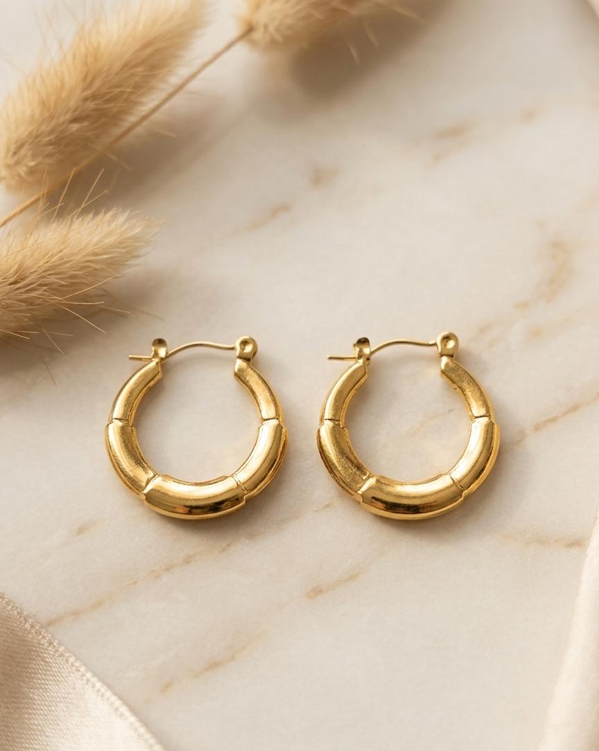 A-013 Women Golden Hoop Earring (Anti Tarnish)