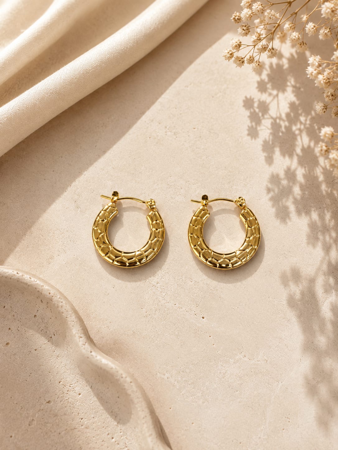 A-014 Women Golden Hoop Earring (Anti Tarnish)