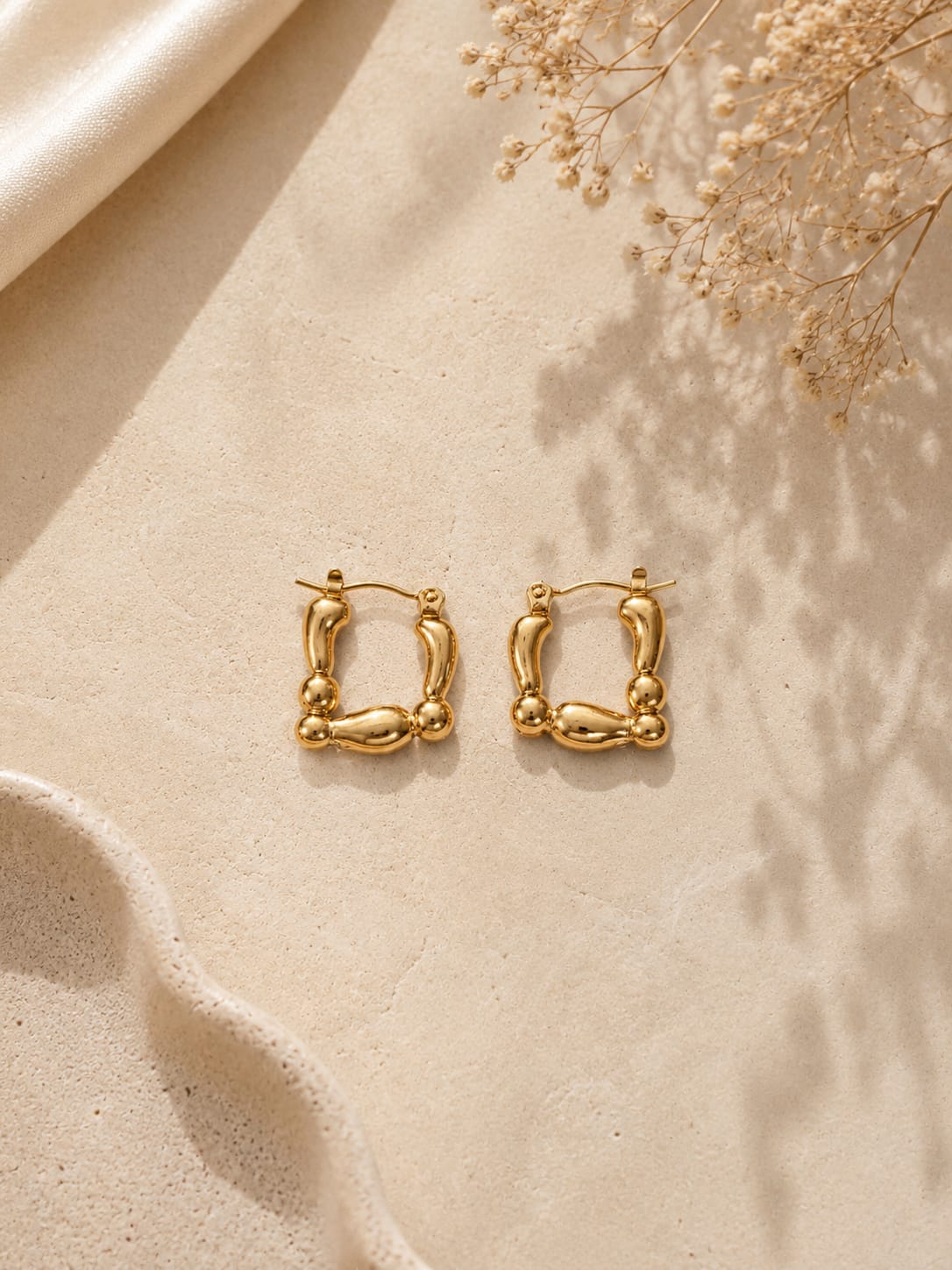 A-015 Women Golden Hoop Earring (Anti Tarnish)