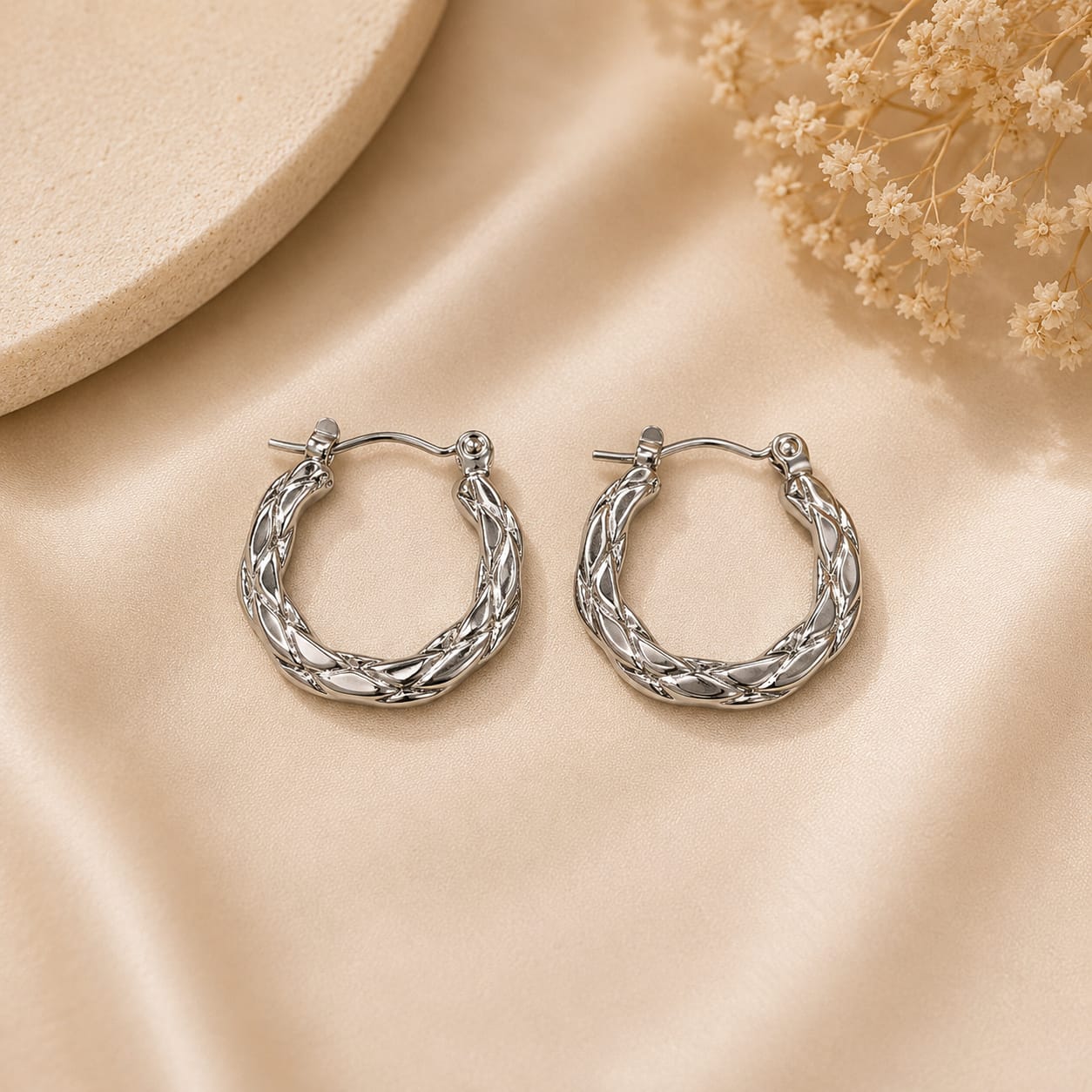 A-017 Women Silver Hoop Earring (Anti Tarnish)