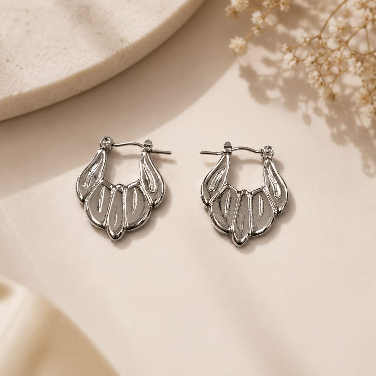 A-023 Women Silver Hoop Earring (Anti Tarnish)
